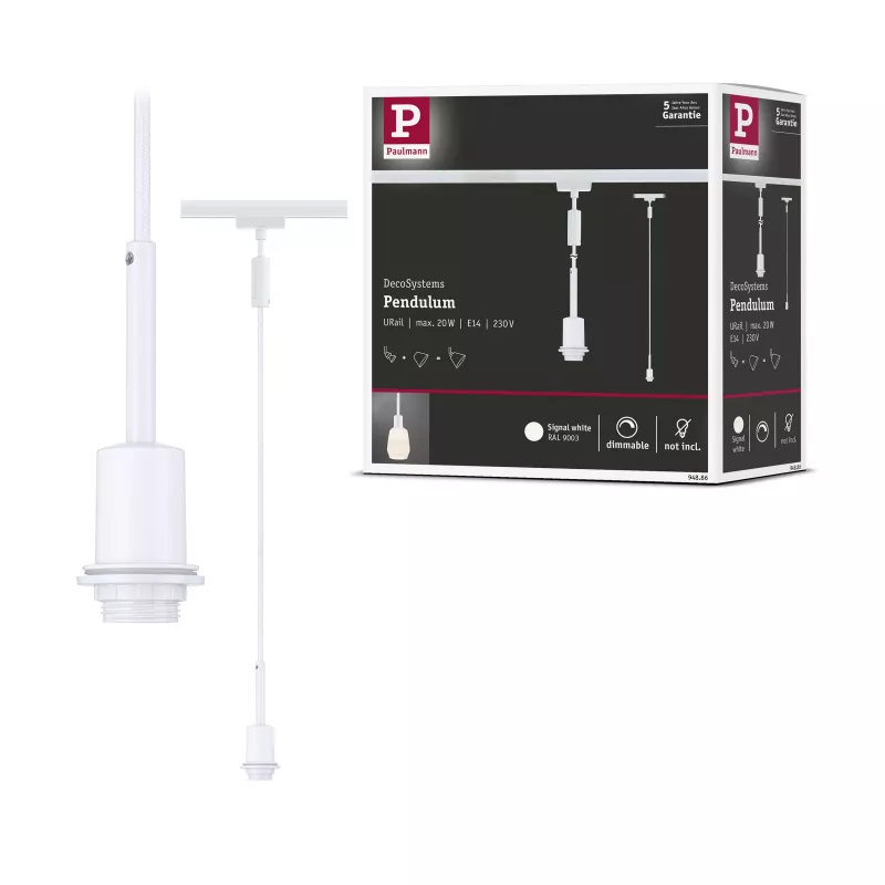 URail Suspension DecoSystems Basic E14 max. 20W gradable 230V Blanc signal