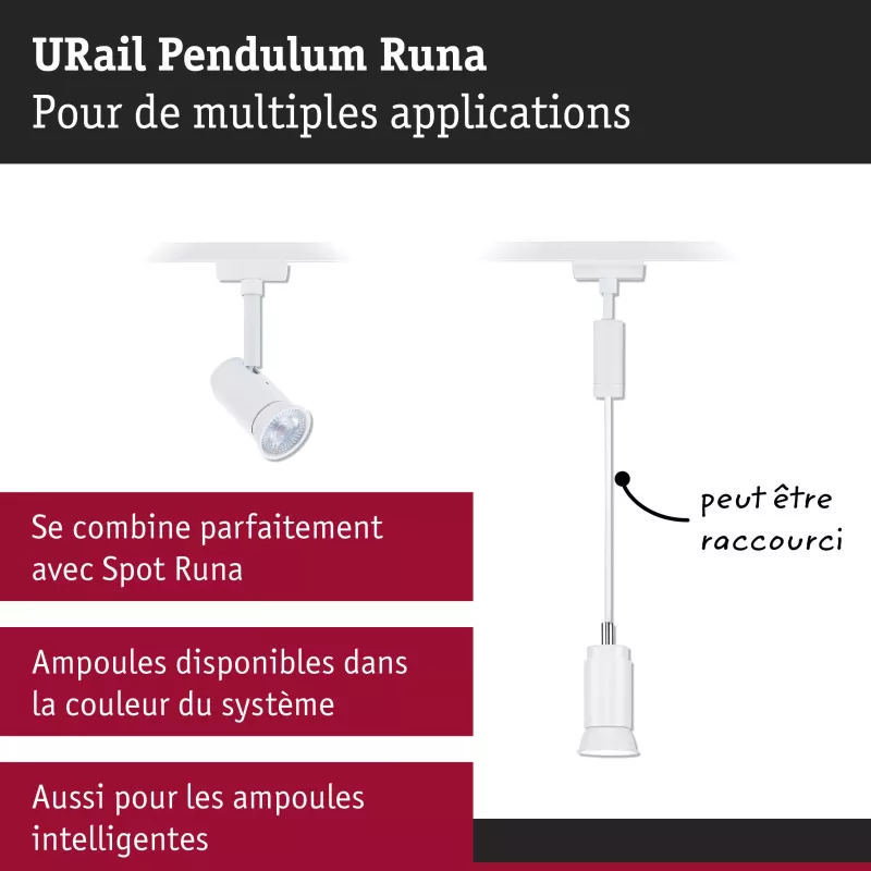 URail Pendant Lamp Runa GU10 max. 10W dimmable 230V Signal white