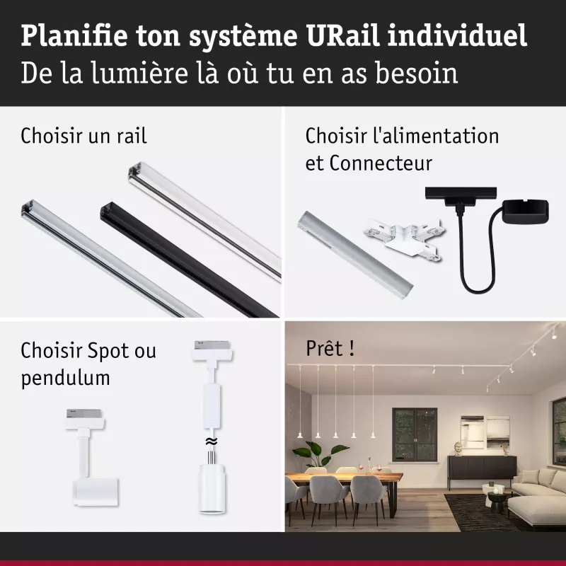 URail Suspension Runa GU10 max. 10W gradable 230V Blanc signal