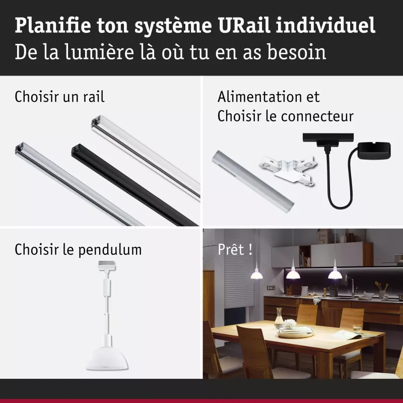 URail Suspension Sarrasani E14 max. 20W gradable 230V Blanc signal