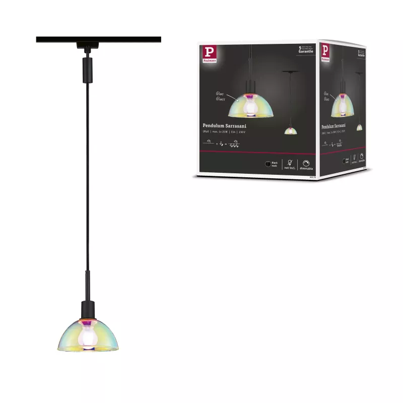 ,URail Suspension Sarrasani E14 max. 20W gradable 230V Noir mat,, Dichroïque,