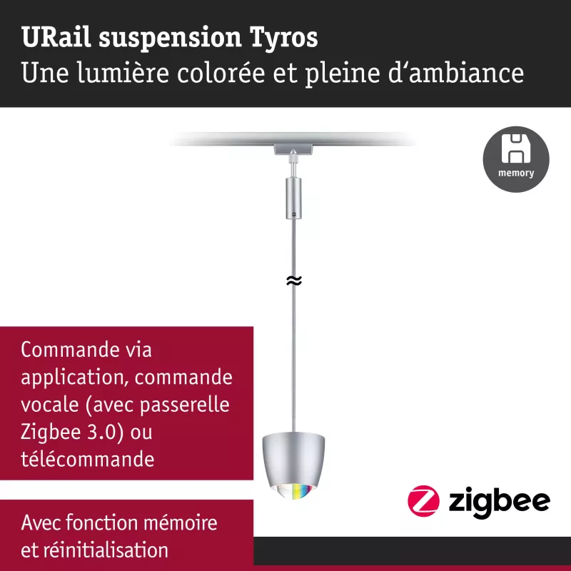 ,URail Suspension Smart Home Zigbee 3.0 Tyros RGBW 200lm 4,,5W RGBW+ gradable 230V, PAULMANN 28 - Cimaise Tableau 