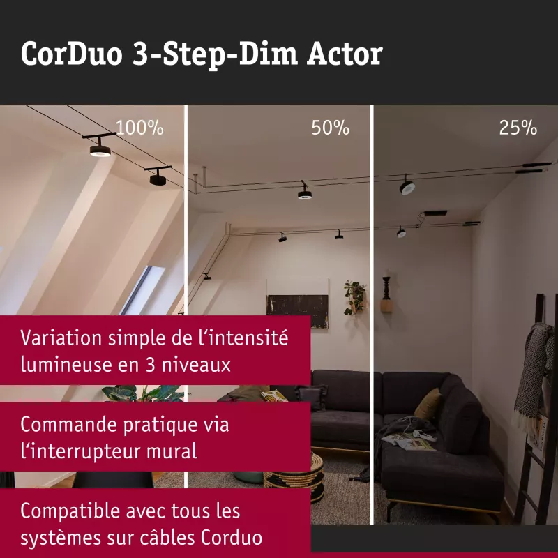 CorDuo Système sur câbles 3-Step-Dim Variateur à 3 niveaux Blanc