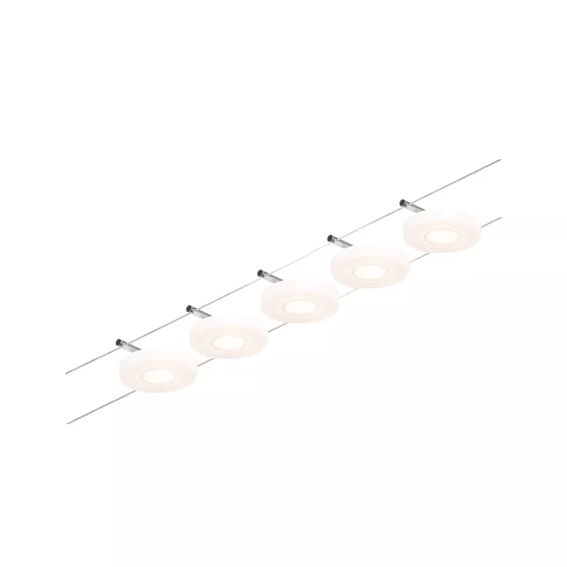 CorDuo Système sur câbles LED DiscLED Kit de base 5x200lm 5x4,5W 3000K 230/12V Chrome mat, Chrome - système d'accrochage et décoration