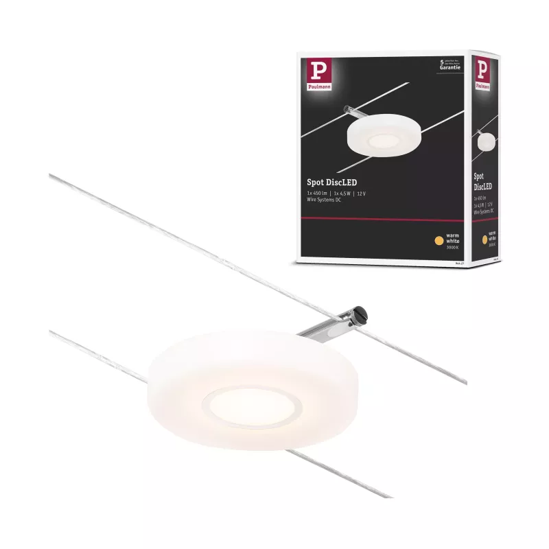 CorDuo LED Kabelsystem DiscLED Einzelspot 200 lm 4,5 W 3000 K 12 V Mattchrom, Chrom