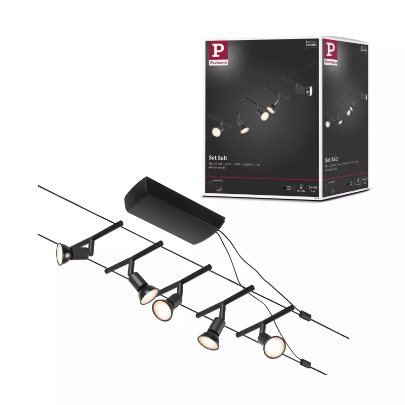 Kit básico del sistema de cable CorDuo Salt GU5.3 máx. 5x10W 230/12V