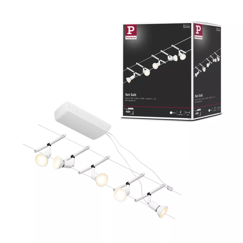 Kit básico del sistema de cable CorDuo Salt GU5.3 máx. 5x10W 230/12V