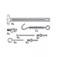 Cable system mounting kit, bracket + right-angle bracket, 4-pack, chrome - système d'accrochage et décoration - détail 1