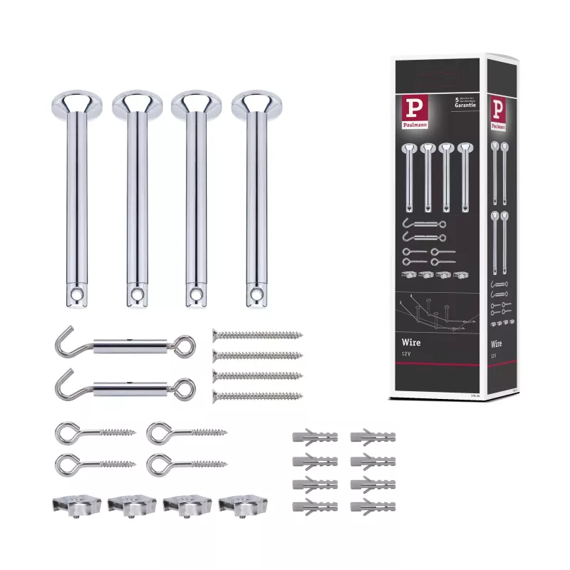 Kit de montage de système câbles Support + renvoi d'angle Kit de 4 Chrome