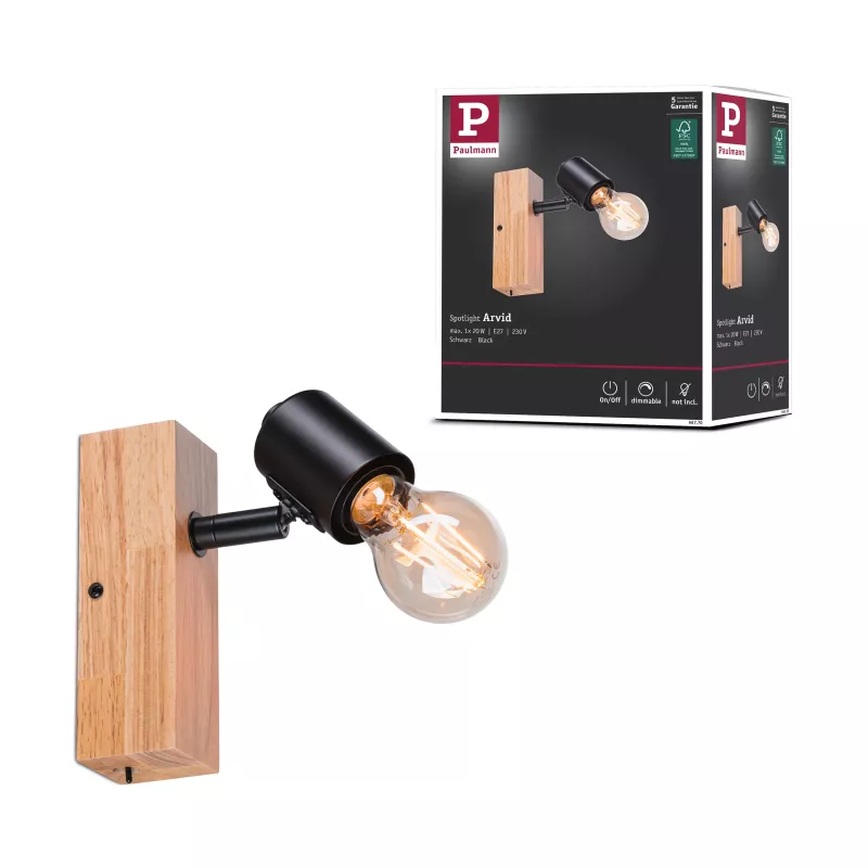 LED Spotlight Arvid E27 230V max. 20W dimmable Black