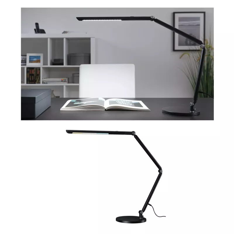 Lámpara de escritorio LED con regulador de intensidad de 3 niveles, interruptor FlexBar blanco, 700 lm.