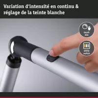 Lámpara de escritorio LED con regulador de intensidad de 3 niveles, interruptor FlexBar blanco, 700 lm. - système d'accrochage et décoration - détail 35
