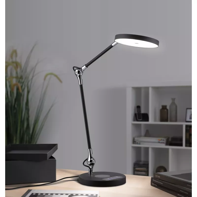 Lámpara de escritorio LED Numis QI blanca con interruptor, 1000 lm