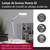 Lámpara de escritorio LED Numis QI blanca con interruptor, 1000 lm - système d'accrochage et décoration - détail 28