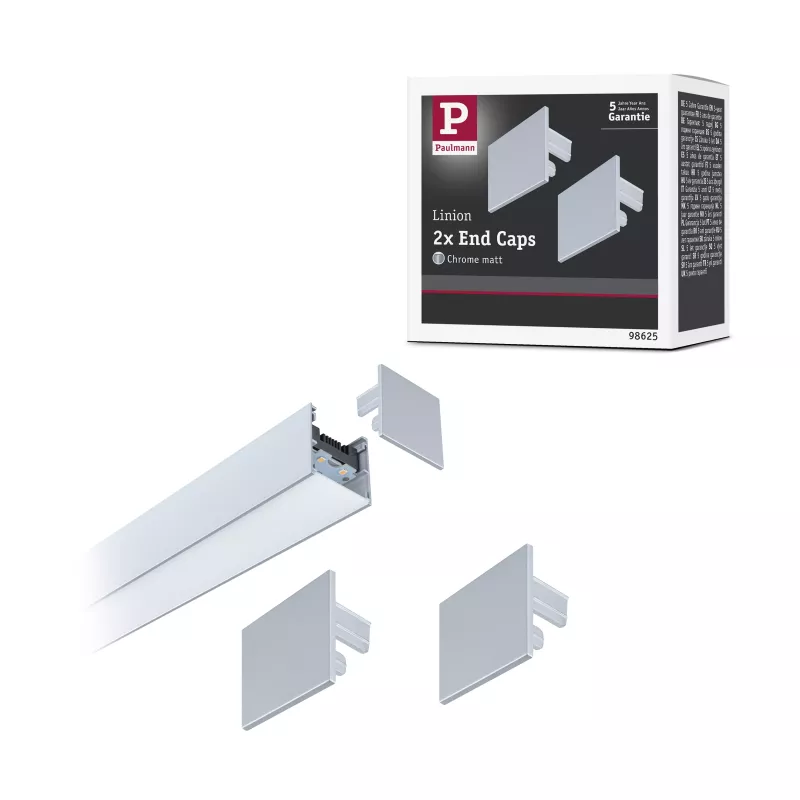 Kit de 2 tapas de extremo para accesorios Linion, material plástico cromado mate.