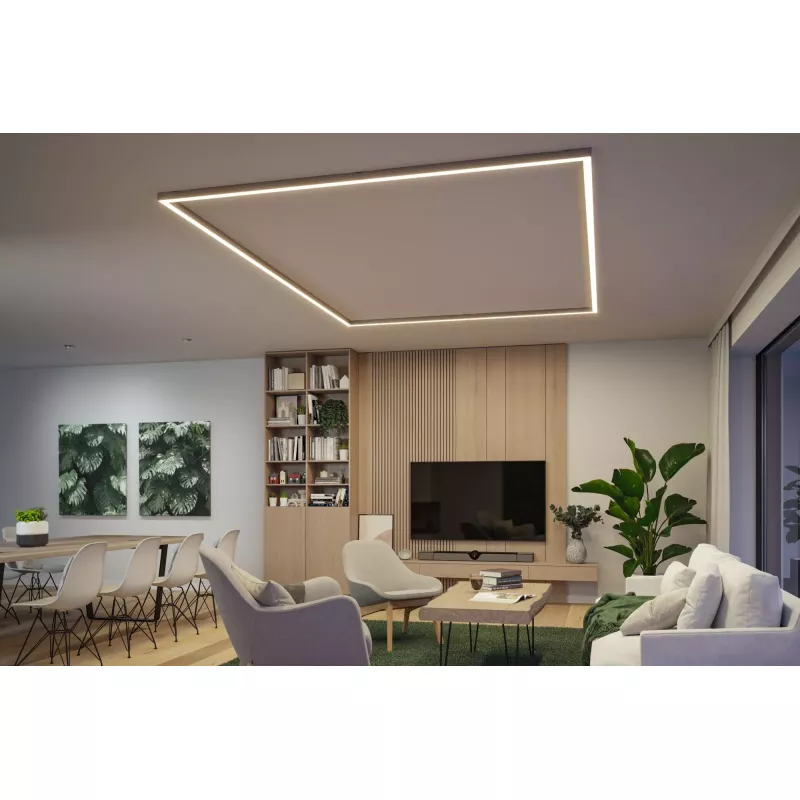 Canaleta de luz Linion de 1 m, 24 V, 17 W, 3000 K, acabado cromado mate.