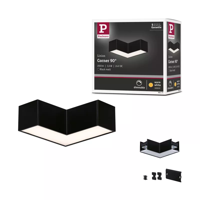 Linion Canal lumineux 90 ° 24V 3,5W 3000K Noir signal