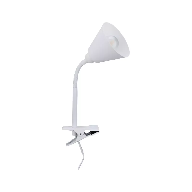 Pinza de contacto Vitis, interruptor de cable con brazo flexible, color blanco, 230 V, casquillo E14