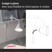 Vitis-Punktklemme mit flexiblem Arm und Kabelschalter, weiß, 230 V, E14 - système d'accrochage et décoration - détail 5