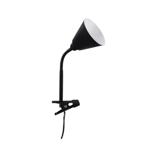 Pinza de contacto Vitis, interruptor de cable con brazo flexible, color negro, 230 V, casquillo E14