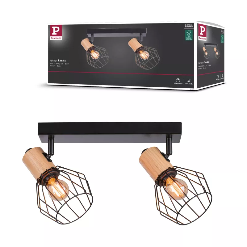Spotlight Lanka E14 230V max. 2x20W dimmbar Schwarz