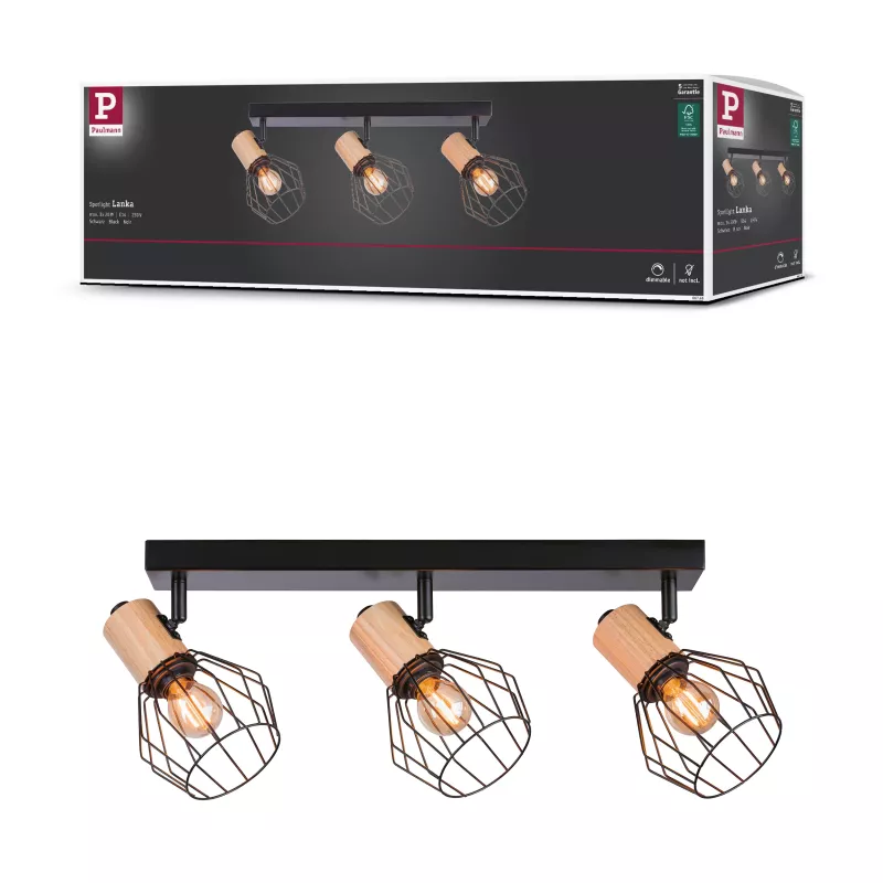 Spotlight Lanka E14 230V max. 3x20W gradable Noir