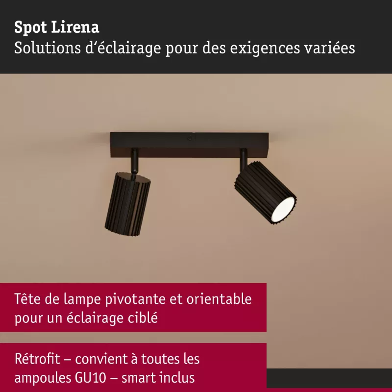 Spotlight Lirena GU10 max. 2x10W Noir mat Métal