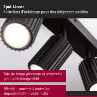 Spotlight Lirena GU10 max. 3x10W Noir mat Métal - système d'accrochage et décoration - détail 5