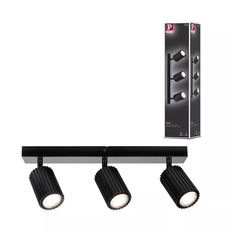 Foco Lirena GU10, máx. 3x10W, metal negro mate.