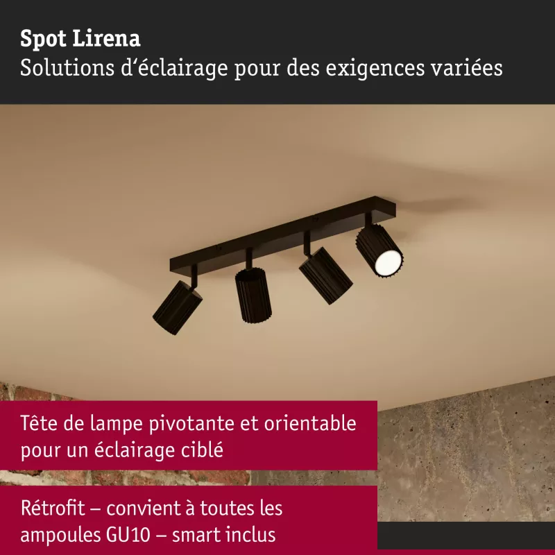 Spotlight Lirena GU10 max. 4x10W Noir mat Métal