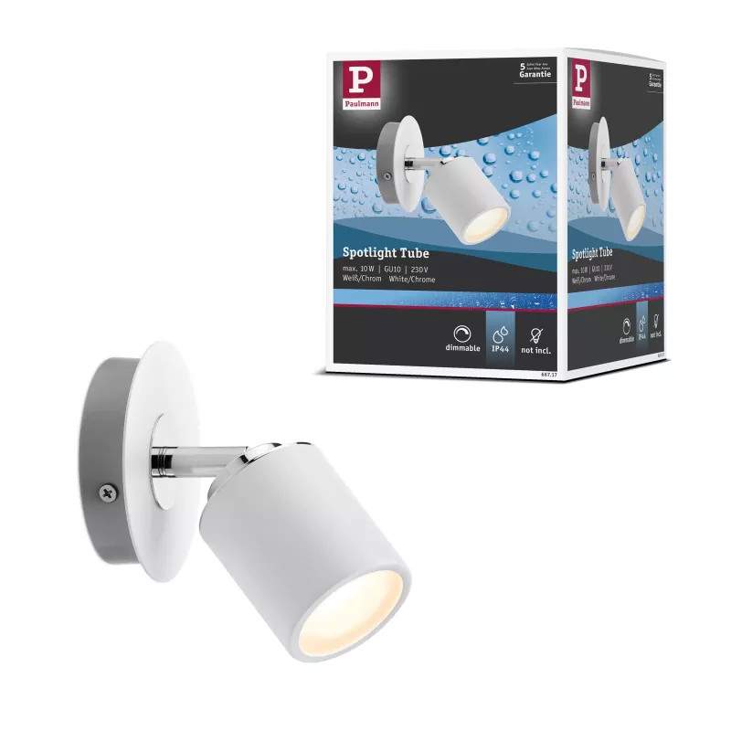 Strahlerröhre IP44 GU10 230V max. 10W dimmbar Weiß, Chrom