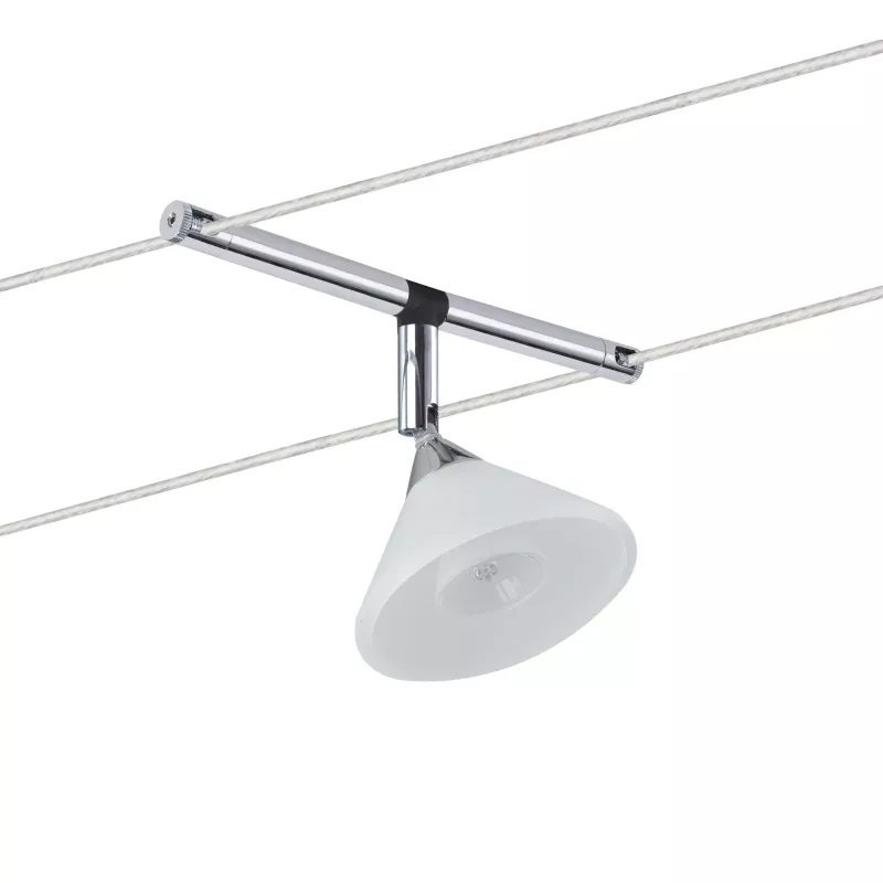 Colmar-Kabelsystem, einzelne GU4-Strahler, max. 10 W, dimmbar, 12 V, Chrom, Satin-Finish