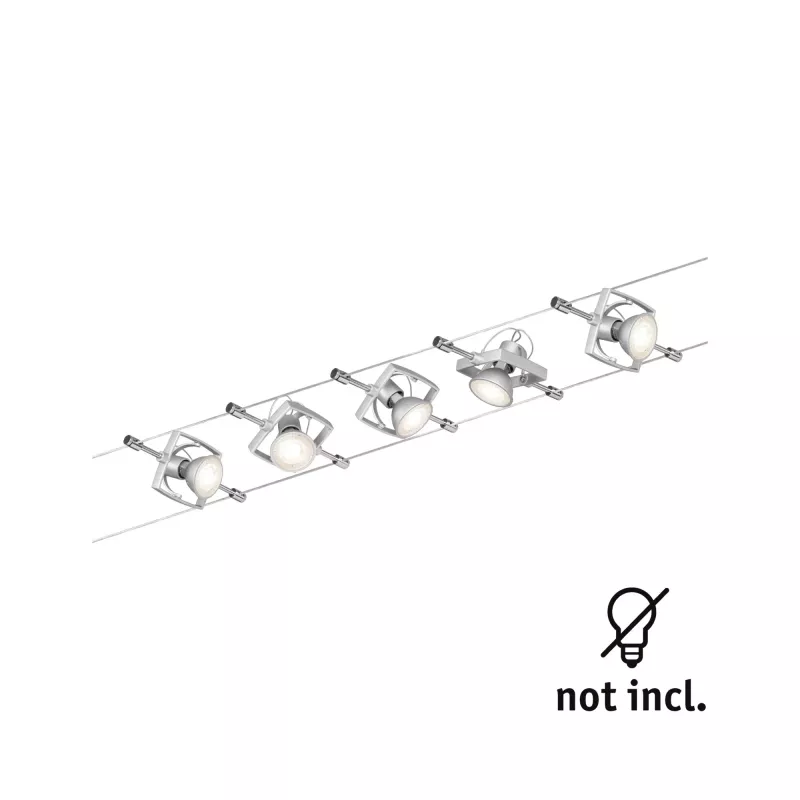 Système sur câbles Mac II Kit de base GU5,3 max. 5x10W gradable 230/12V Chrome mat - système d'accrochage et décoration