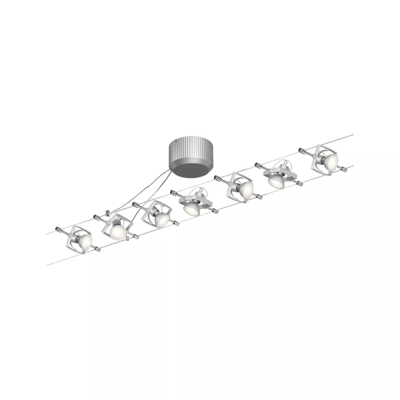 Mac II Kabelsystem Basis-Kit GU5.3 max. 7x10W dimmbar 230/12V Mattchrom - système d'accrochage et décoration