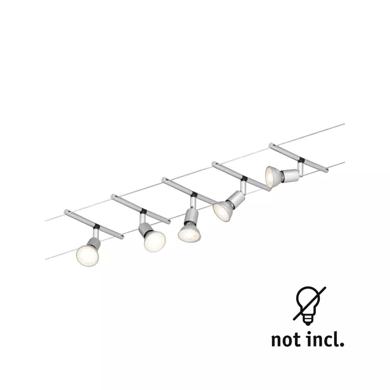 Spice SaltLED Kabelsystem Basisset GU5.3 max. 5x10W dimmbar 230/12V Mattchrom - système d'accrochage et décoration