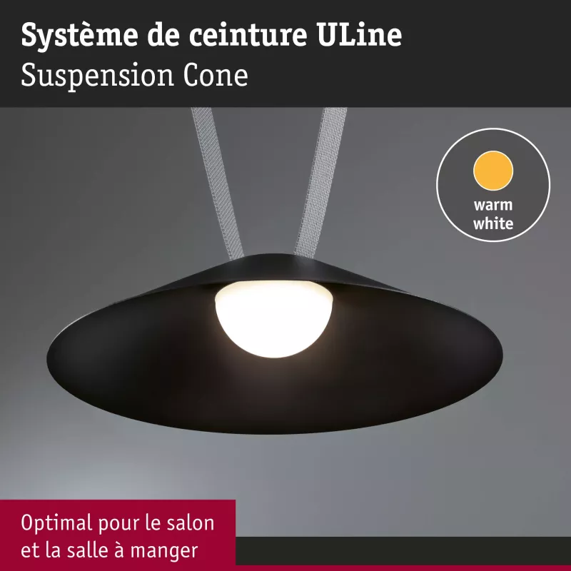 ULine LED pendant light Cone 560lm 12W 350mm 3000K Black