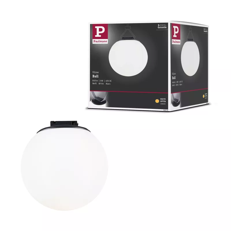 Lámpara colgante LED ULine tipo bola, 795 lm, 8 W, 150 mm, 3000 K, color negro.