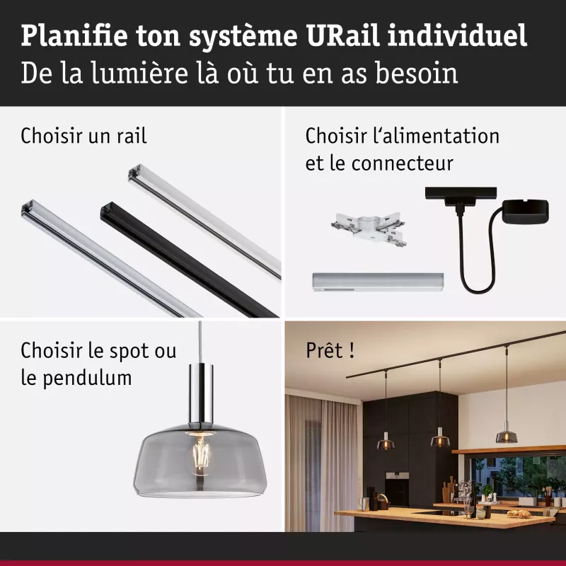 URail Abat-jour 2Easy Neila 230mm Verre fumé