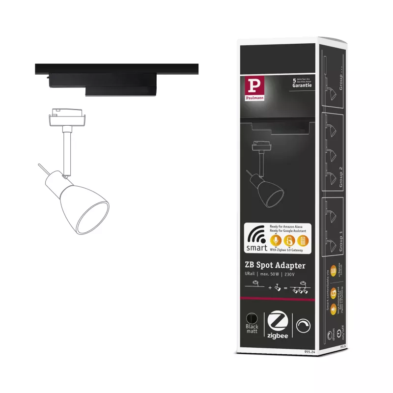 URail Adaptateur de rail Smart Home Zigbee 3.0 On/Off/Dimm 166x50mm