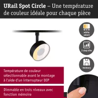 URail Track spotlight 3-Step-Dim Circle 180lm 5W 2700 - 4000K dimmable 230V Matt black - système d'accrochage et décoration - détail 7