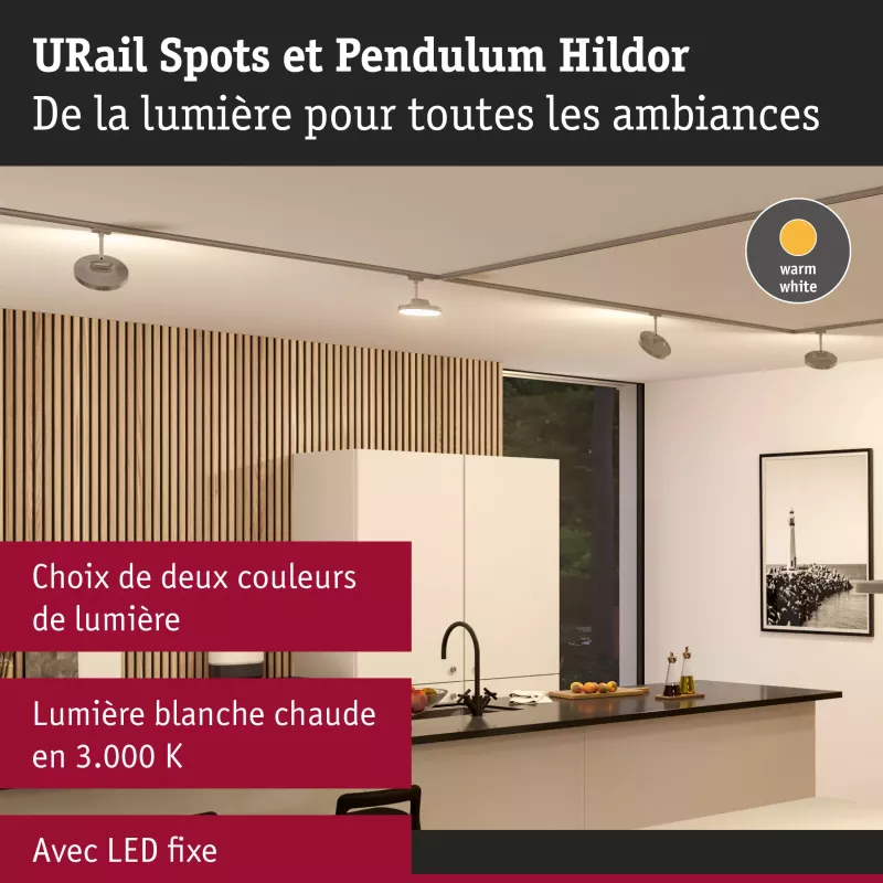 URail Spot sur rail 3-Step-Dim Hildor 850lm 15W 3000K gradable 230V