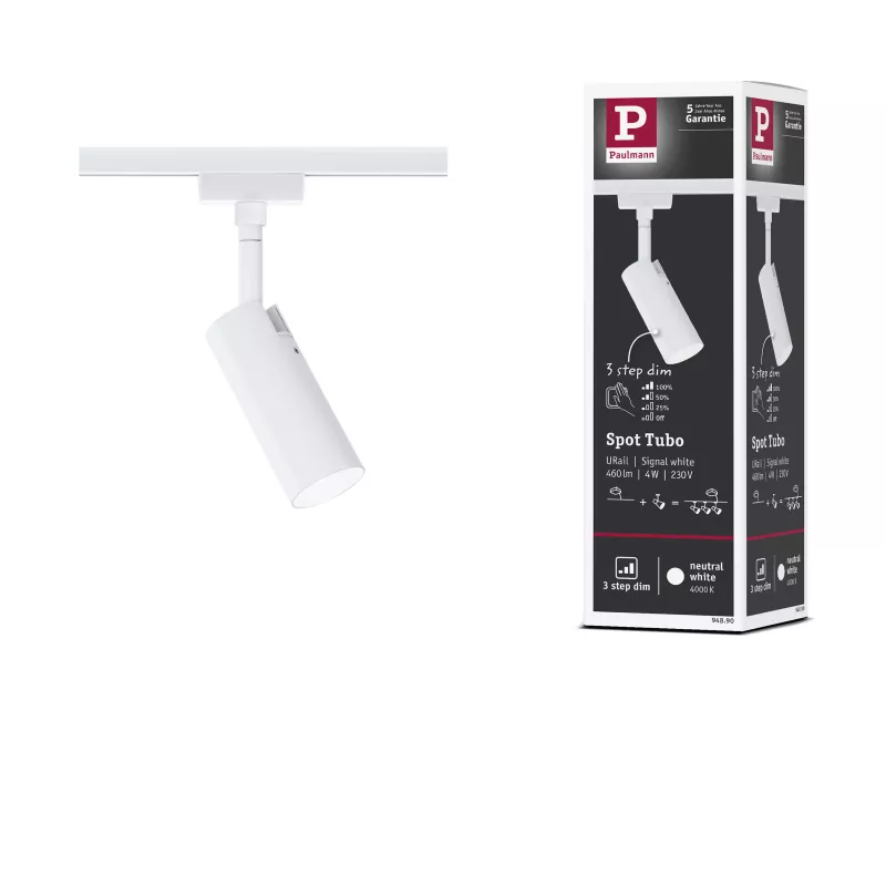 URail Track spotlight 3-Step-Dim Tubo Individual spotlight 170lm 4W 4000K dimmable 230V Signal white