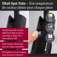 URail Spot sur rail 3-Step-Dim Tubo Spot individuel 200lm 4W 2700 - 4000K gradable 230V Noir mat - système d'accrochage et décoration - détail 7