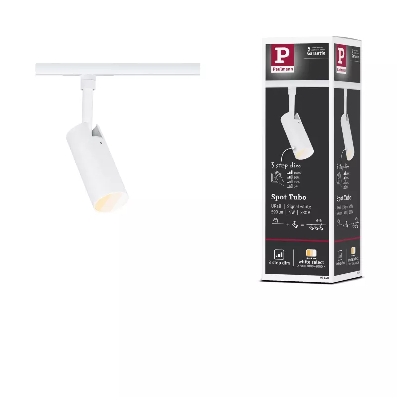 URail Track spotlight 3-Step-Dim Tubo Individual spotlight 320lm 4W 2700 - 4000K dimmable 230V Signal white
