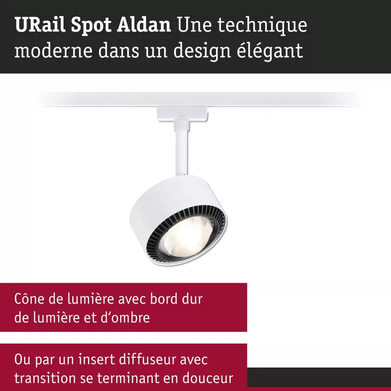 Foco para vía URail Aldan Individual 470lm 8W 3000K regulable 230V Blanco señal