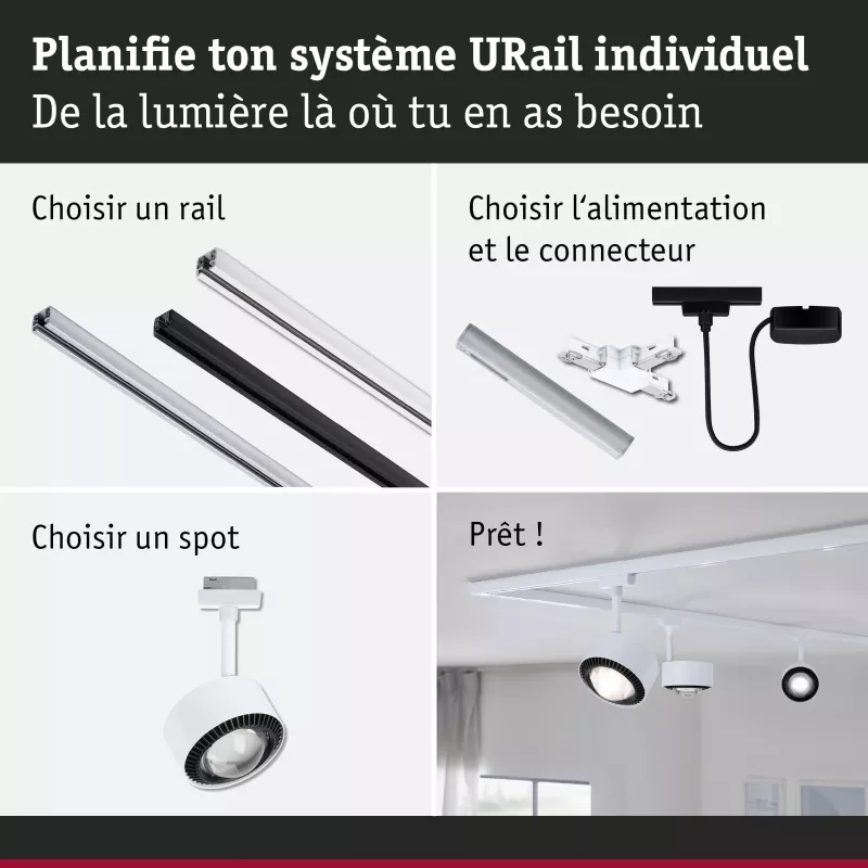 URail Track spotlight Aldan Individual spotlight 470lm 8W 3000K dimmable 230V Signal white