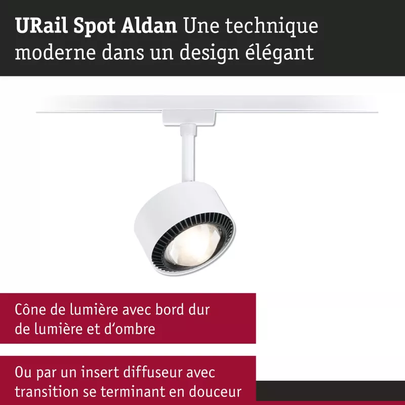 Foco para vía URail Aldan Individual 470lm 8W 4000K regulable 230V Blanco señal