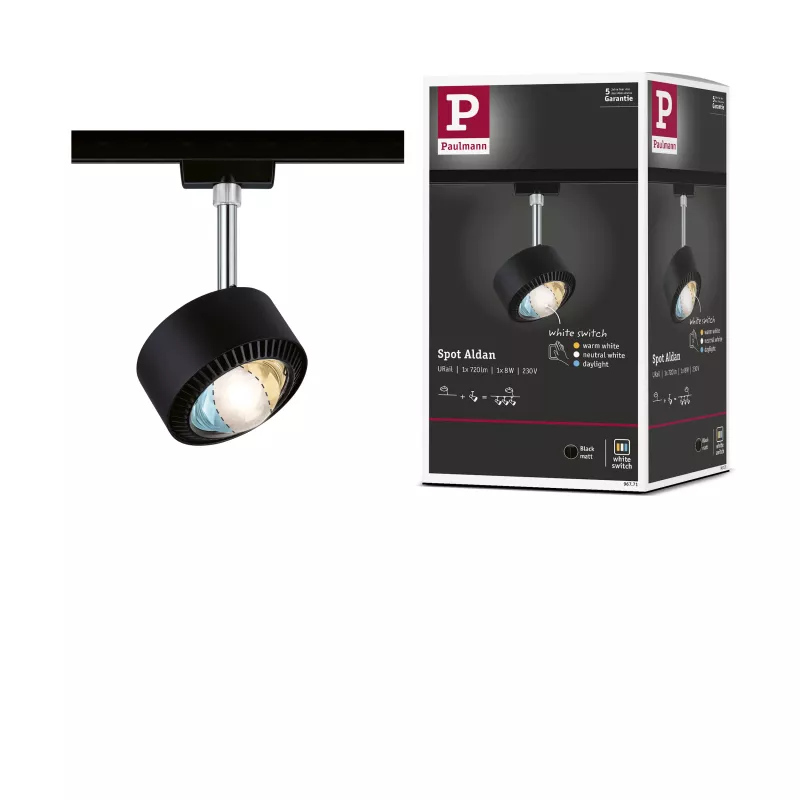 URail Spot sur rail Aldan Spot individuel 500lm 8W White Switch 230V