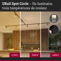 URail Schienenstrahler, rund, 160 lm, 5 W, 2700–4000 K, dimmbar, 230 V, matt schwarz - système d'accrochage et décoration - détail 6