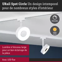 URail Gleisstrahler, rund, 180 lm, 5 W, 3000 K, dimmbar, 230 V, Signalweiß - système d'accrochage et décoration - détail 6